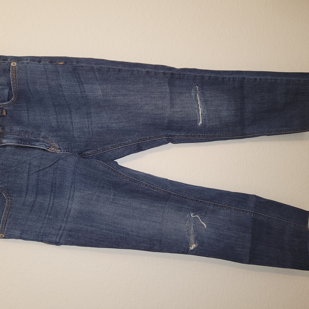 Casual Blue Distressed Denim Jeans